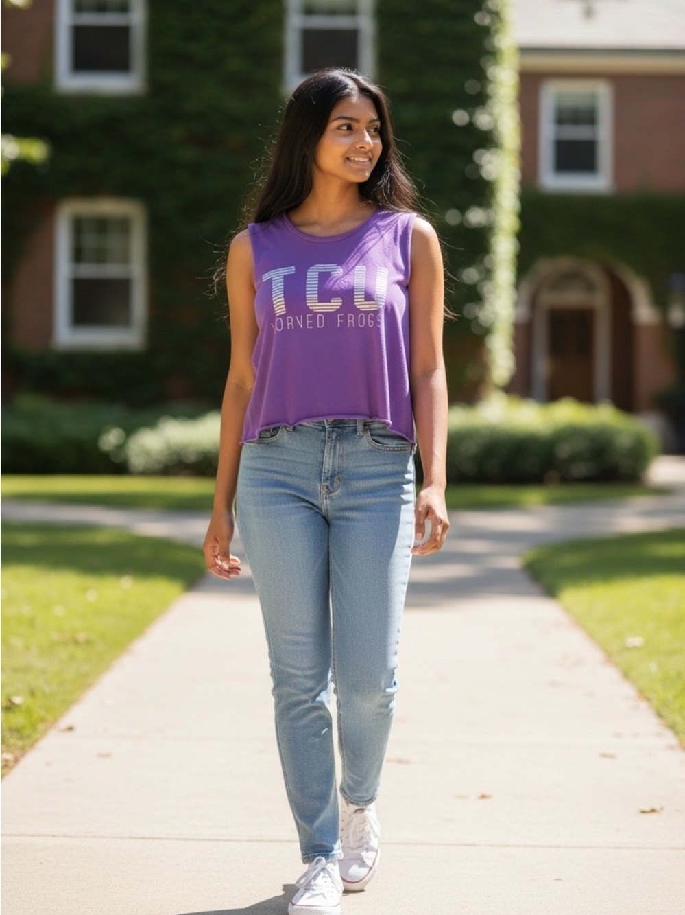 TCU Purple Women's Sleeveless Crop Tank Top